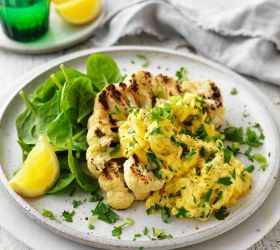 Cauliflower Steaks with Herbed Scramble